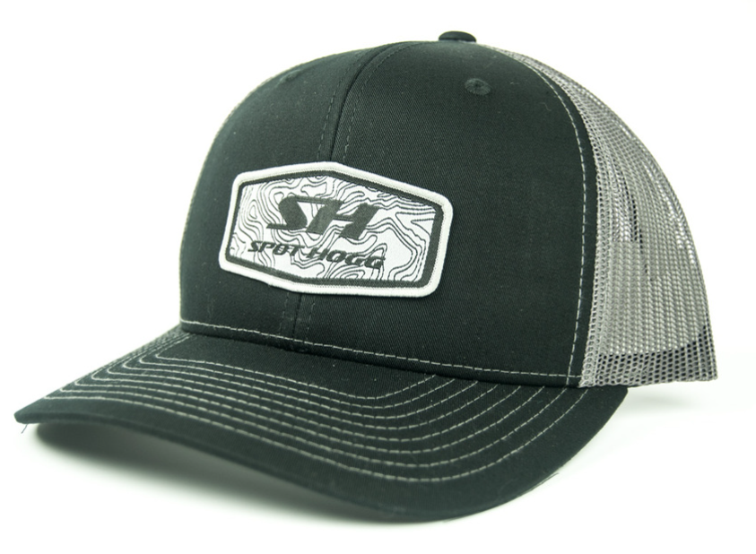 Spot-Hogg Logo Patch Hat, Black Front with Charcoal Mesh