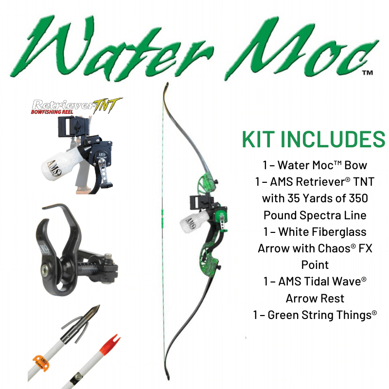 Water Moc 45# Recurve Bow Kit - Right Hand, Retriever Pro TNT, Green KOI Fused Chaos Arrow & Tidal Wave Rest